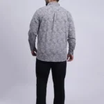 Grey Floral Printed Plus-Size Shirt for Men (3XL–8XL)
