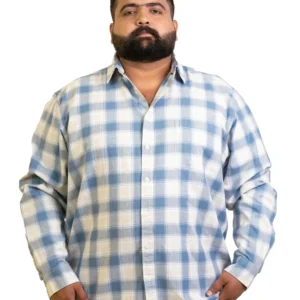 Soft Blue & Ivory Check Shirt (2XL–8XL)