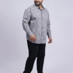 Grey Floral Printed Plus-Size Shirt for Men (3XL–8XL)