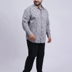 Grey Floral Printed Plus-Size Shirt for Men (3XL–8XL) alternate view