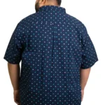 Navy Blue Cotton Printed Shirt – Easygoing Style for Big Personalities (4XL–7XL)