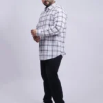 White Multi-Check Cotton Plus-Size Shirt for Men (3XL–8XL) | Beyond The Plus Size Store