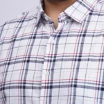 White Multi-Check Cotton Plus-Size Shirt for Men (3XL–8XL) | Beyond The Plus Size Store
