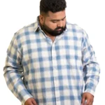 Soft Blue & Ivory Check Shirt (2XL–8XL)