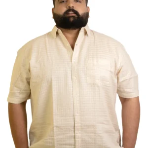 Cream Textured Half-Sleeve Shirt (2XL–8XL)