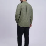 Olive Geometric Printed Plus-Size Shirt for Men