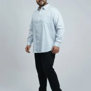 Light Blue Micro-Printed Premium Plus-Size Shirt for Men (3XL–8XL) alternate view