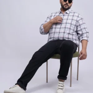 White Multi-Check Cotton Plus-Size Shirt for Men (3XL–8XL) | Beyond The Plus Size Store