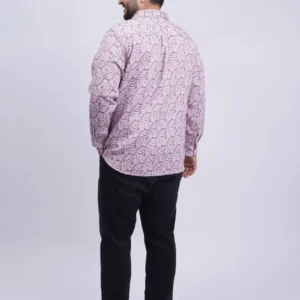 Maroon Leaf-Pattern Premium Plus-Size Shirt for Men (3XL–8XL) alternate view