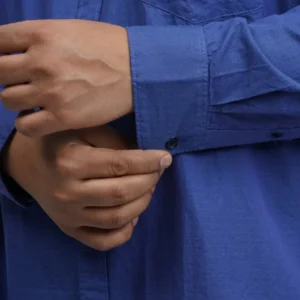 Royal Blue Jacquard Cotton Plus-Size Shirt for Men (3XL–8XL) alternate view