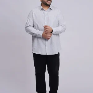 Plus Size White Pinstripe Full Sleeve Formal Shirt for Men