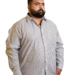 Classic Grey & White Vertical Stripe Shirt (2XL–8XL)