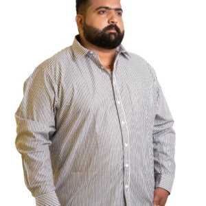 Classic Grey & White Vertical Stripe Shirt (2XL–8XL) alternate view