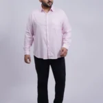 Pink Premium Solid Plus-Size Shirt for Men (3XL–8XL)