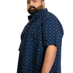 Navy Blue Cotton Printed Shirt – Easygoing Style for Big Personalities (4XL–7XL) alternate view