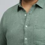 Sage Green Textured Solid Plus-Size Shirt for Men