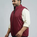 Men’s Plus Size Reversible Sleeveless Puffer Jacket – Maroon & Navy | Big Size Winterwear (3XL–8XL)