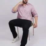 Plus Size Dusty Pink Full Sleeve Casual Shirt for Men