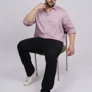 Plus Size Dusty Pink Full Sleeve Casual Shirt for Men