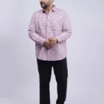 Maroon Leaf-Pattern Premium Plus-Size Shirt for Men (3XL–8XL)
