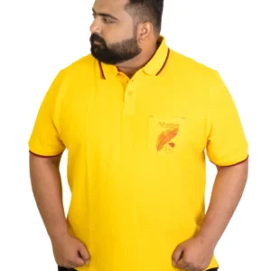 Sun Yellow Cotton Polo T-Shirt – Sporty Style for Confident Plus-Size Men (2XL–8XL)
