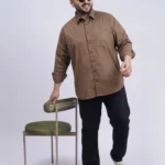 Brown Premium Solid Plus-Size Shirt for Men (3XL–8XL)
