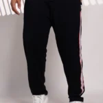 Plus Size Black Side Stripe Jogger Track Pant for Men