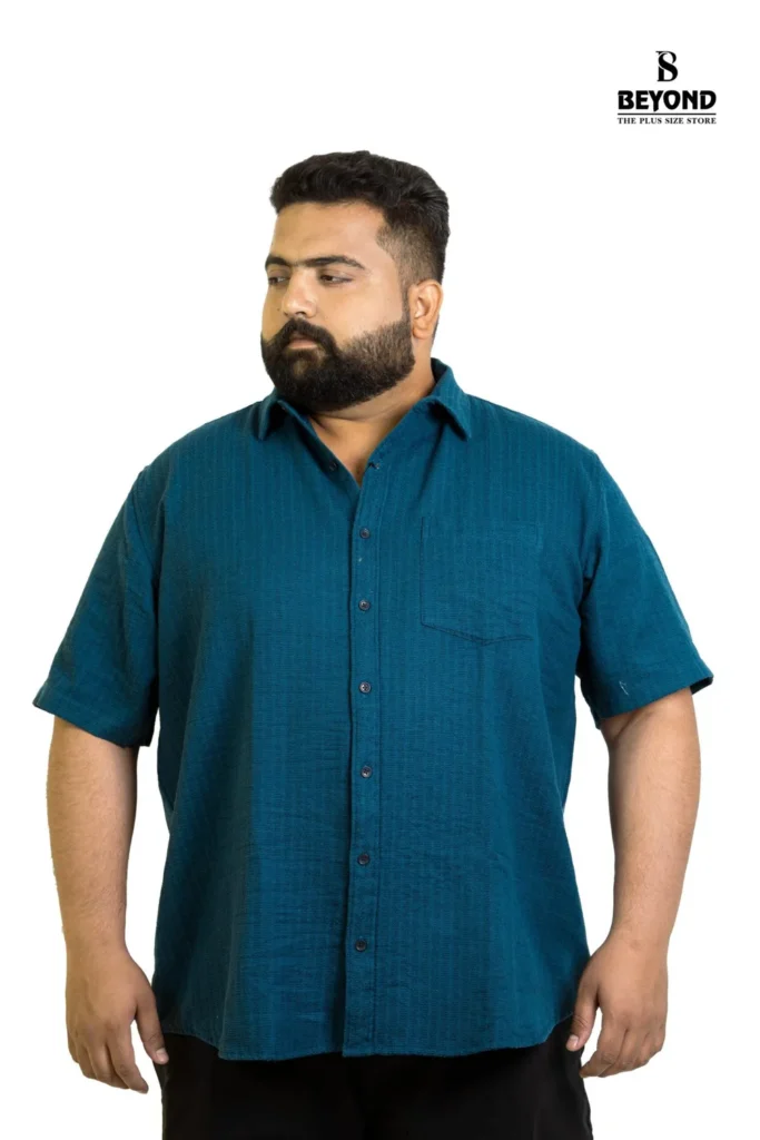 Urban Teal Luxe Textured Cotton Shirt (2XL– 8XL)