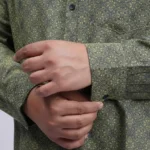 Olive Geometric Printed Plus-Size Shirt for Men
