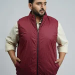 Men’s Plus Size Reversible Sleeveless Puffer Jacket – Maroon & Navy | Big Size Winterwear (3XL–8XL)