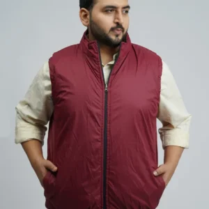 Men’s Plus Size Reversible Sleeveless Puffer Jacket – Maroon & Navy | Big Size Winterwear (3XL–8XL) alternate view
