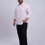 Pink Premium Solid Plus-Size Shirt for Men (3XL–8XL)