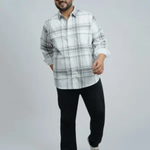 White & Grey Classic Check Plus-Size Shirt for Men (2XL–8XL) | Beyond The Plus Size Store alternate view