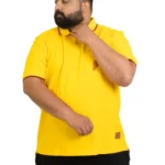 Sun Yellow Cotton Polo T-Shirt – Sporty Style for Confident Plus-Size Men (2XL–8XL)