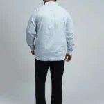 Light Blue Micro-Printed Premium Plus-Size Shirt for Men (3XL–8XL)