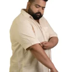 Cream Textured Half-Sleeve Shirt (2XL–8XL)