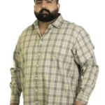 Classic Beige Grid-Check Cotton Shirt (3XL–7XL)