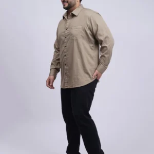 Beige Textured Patterned Plus-Size Shirt for Men (3XL–8XL) alternate view