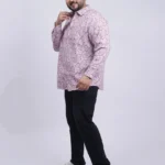 Maroon Leaf-Pattern Premium Plus-Size Shirt for Men (3XL–8XL)