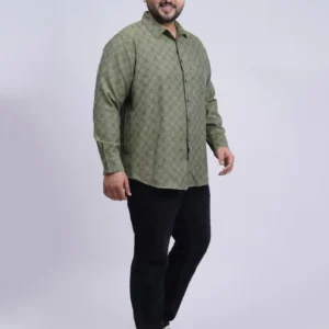 Olive Geometric Printed Plus-Size Shirt for Men alternate view