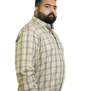 Classic Beige Grid-Check Cotton Shirt (3XL–7XL) alternate view