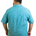 Turquoise Cotton Slub Printed Shirt – Summer-Ready Comfort in Sizes 2XL–8XL