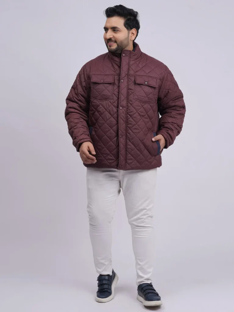Men’s Plus Size Quilted Winter Jacket with Double Pockets