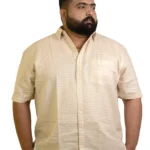 Cream Textured Half-Sleeve Shirt (2XL–8XL)